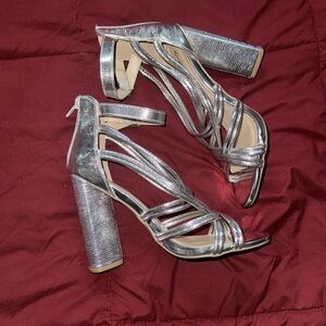 Silver strappy heels